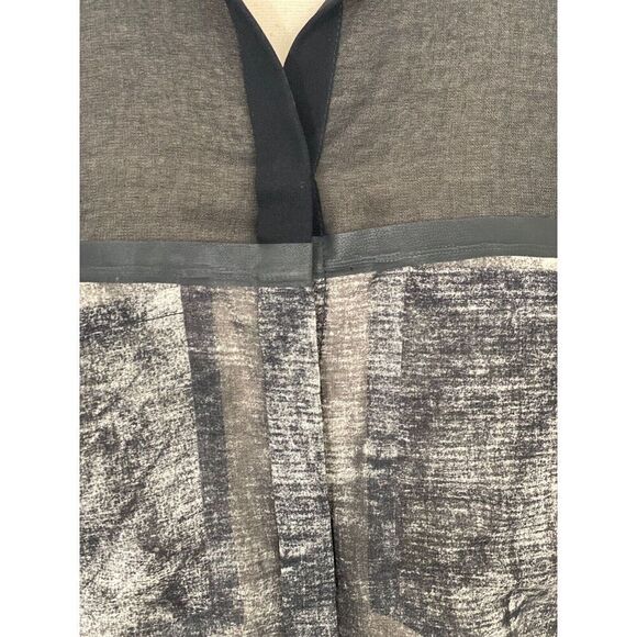 Cop Copine Sheer Blouse Black Gray Sheer Abstract Long Sleeve High Low Size 36/S - Picture 2 of 10
